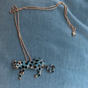 Betsey Johnson Blue and Black Leopard Necklace